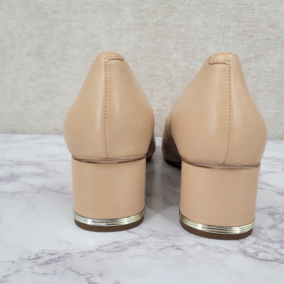 Franco Sarto Womens Pisa Leather Square Toe Pumps Nude Beige Heels - Picture 5 of 12